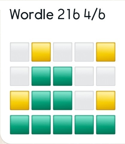 Mark's Wordle 216 solved in 4 moves