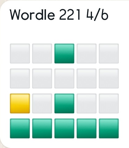 Mark's Wordle 221 solved in 4 moves