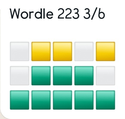 Mark's Wordle 223 solved in 3 moves