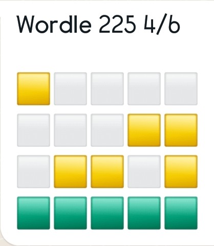 Mark's Wordle 225 solved in 4 moves